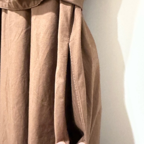 Zara 100% Cotton EUC Chocolate Brown Midi Dress with Pockets Hidden Buttons XS - Picture 6 of 9